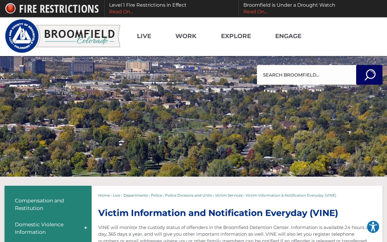 Broomfield County detention custody release and transfer alerts